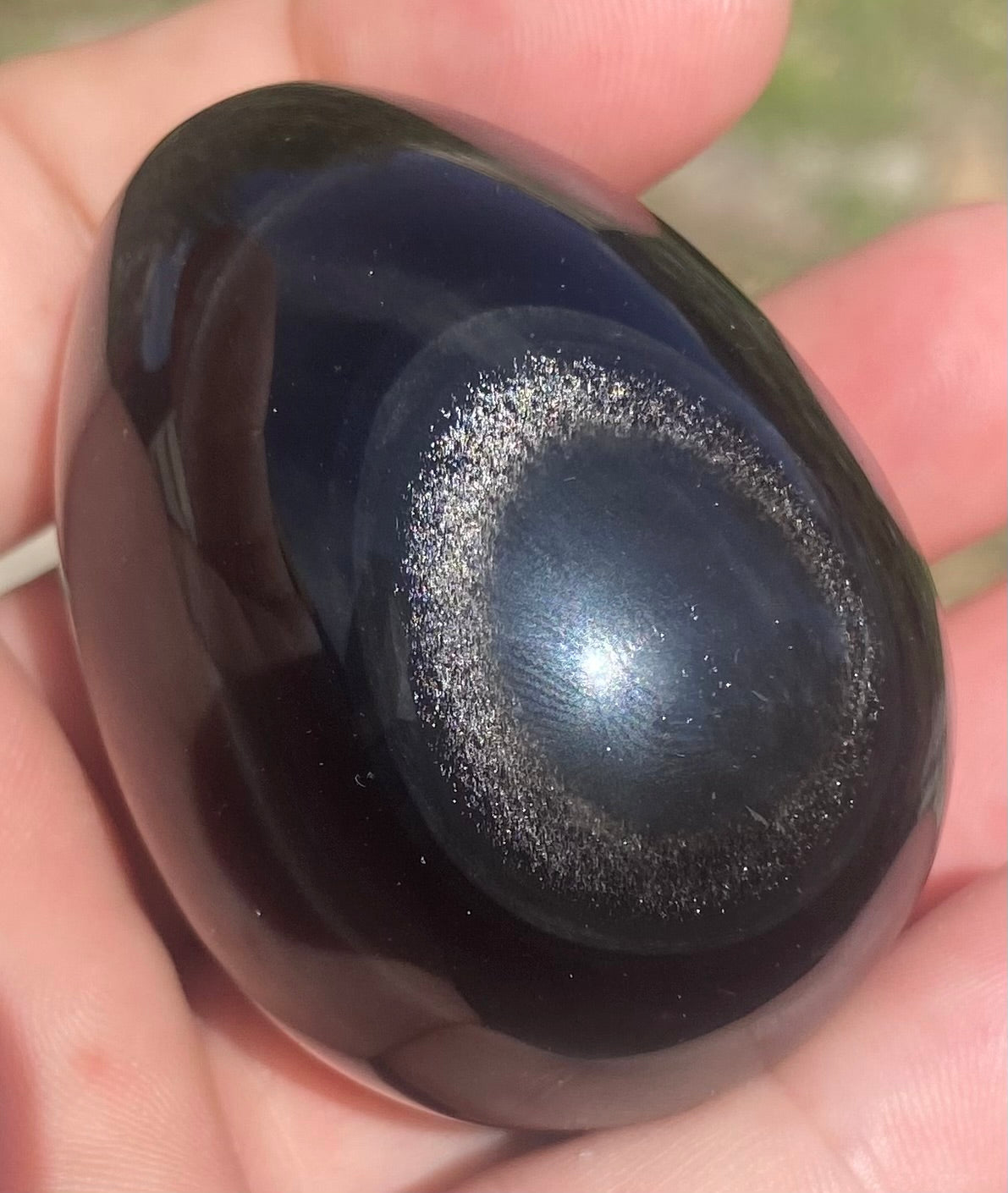 Silver Sheen Obsidian Egg #1