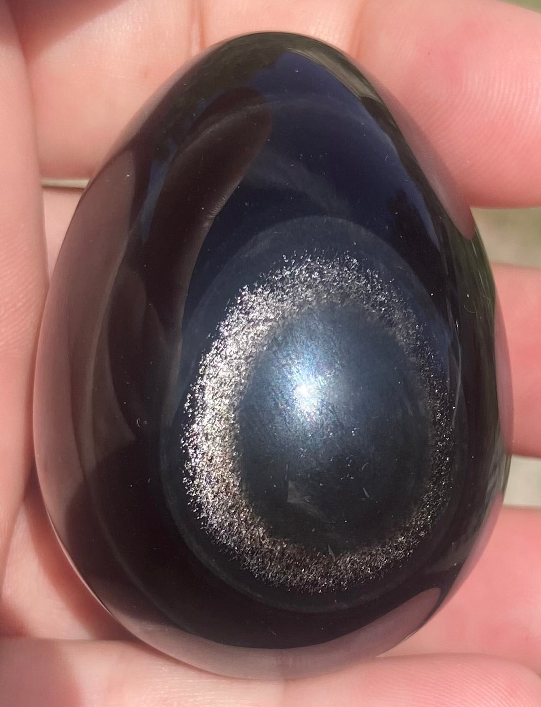 Silver Sheen Obsidian Egg #1