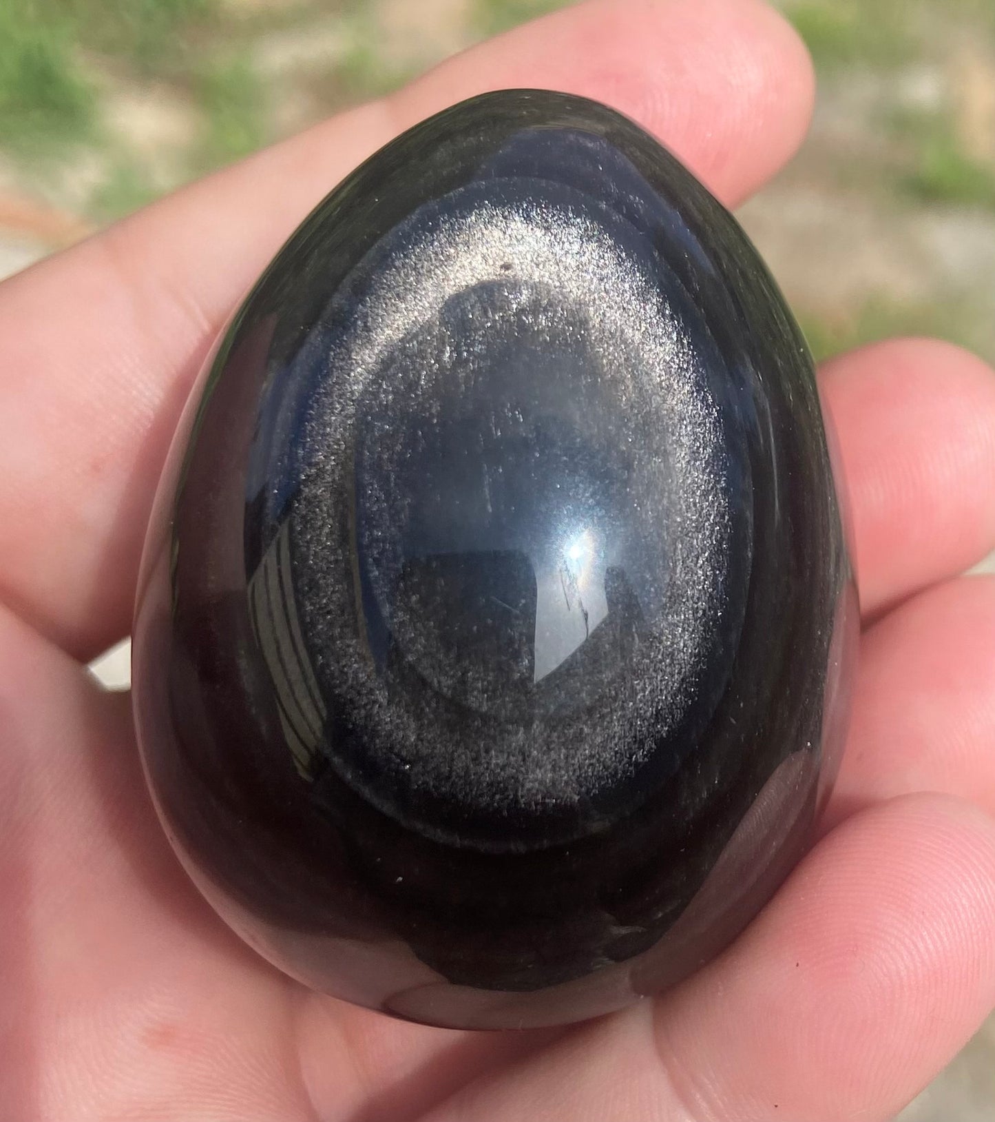 Silver Sheen Obsidian Egg #2